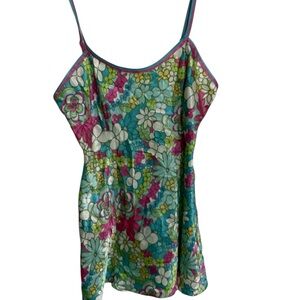 VTG  DELICATES Liquid Satin Shiny Nightgown BABYDOLL SLIP LINGERIE SZ LFlower